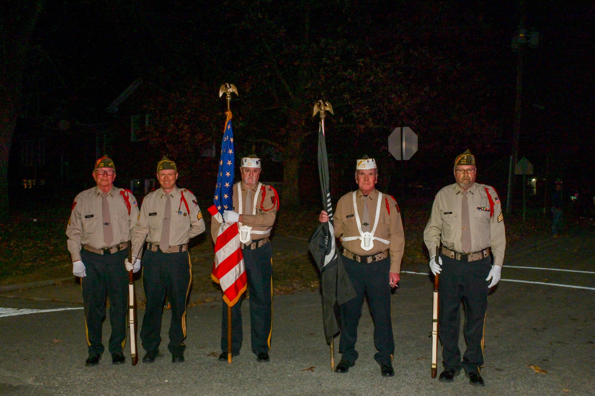 Veterans color guard participating in the Christmas parade