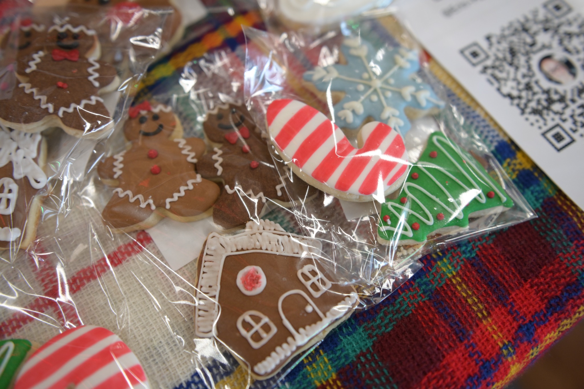 Decorated Christmas cookies from a holiday event display