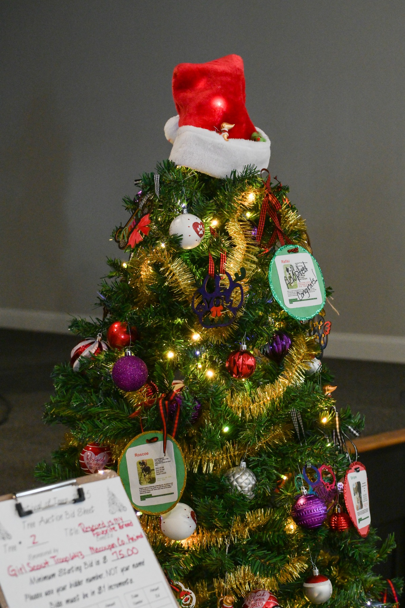 Rescue-breed themed decorated tree at Festival of Trees