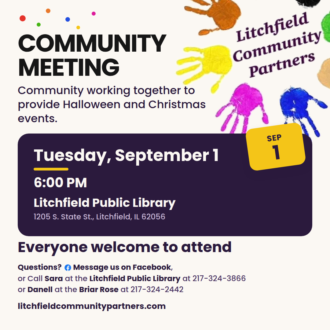 LCP community meeting flyer for Tuesday, September 1