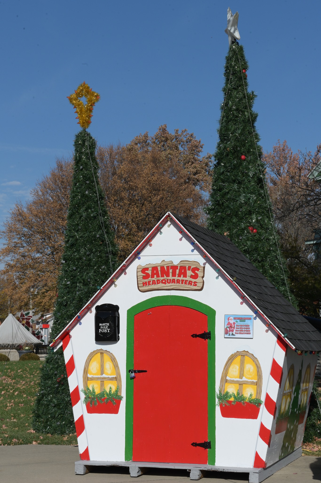 Santa's Headquarters and surrounding Christmas trees