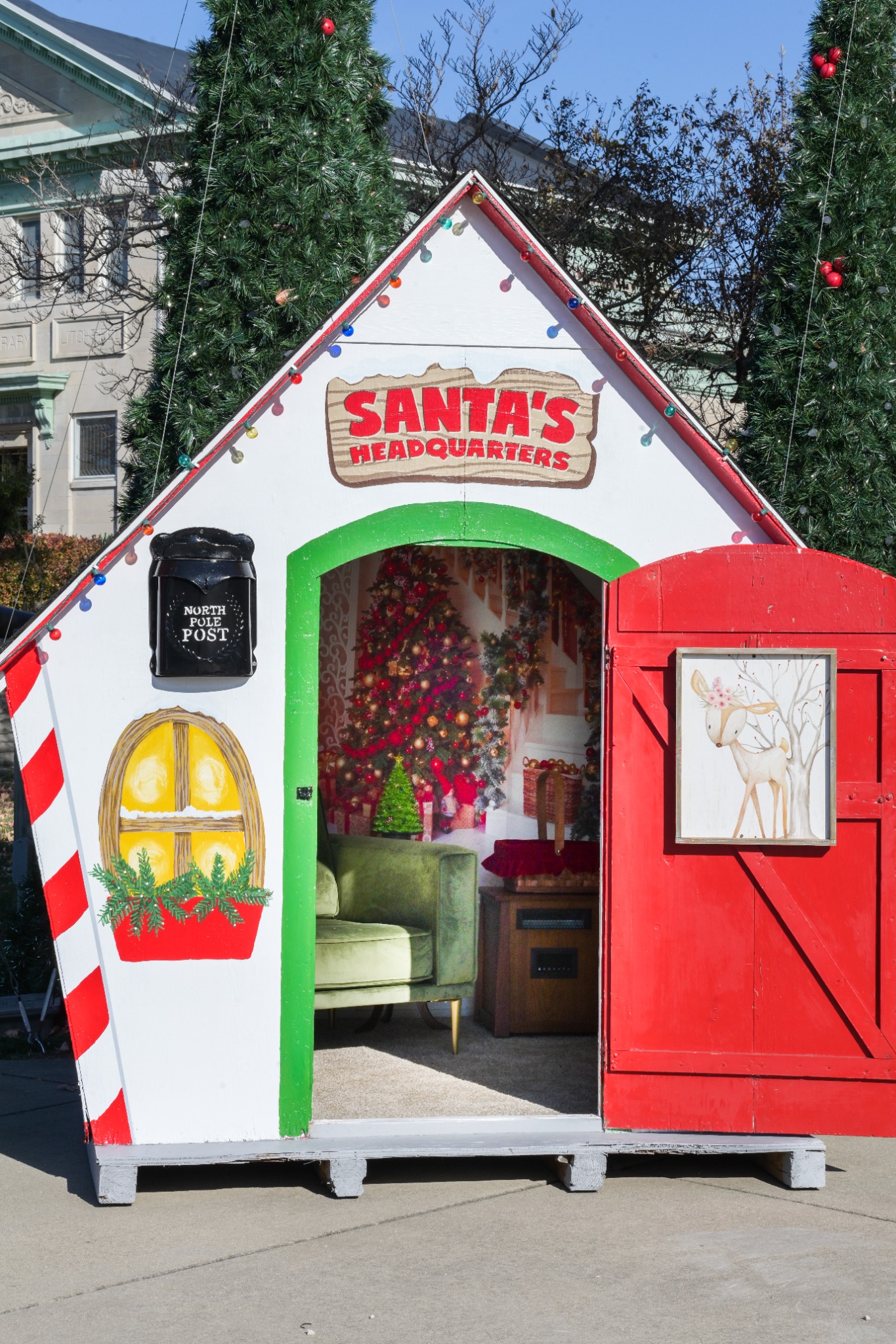 Santa's Headquarters with the front door open